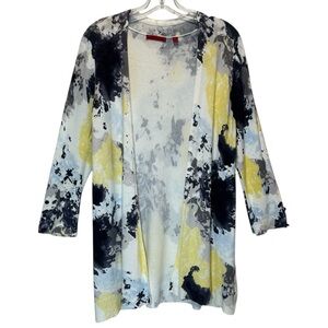 RED Brand Abstract Art-to-Wear Open Long Line Lightweight Cardigan - Large